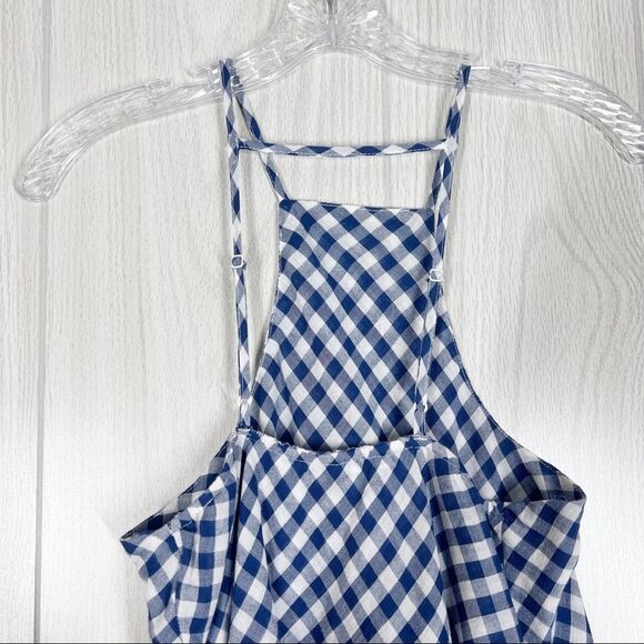 American Eagle | Blue / White Gingham High Neck Strappy Tank Top Size X Small - Picture 3 of 7